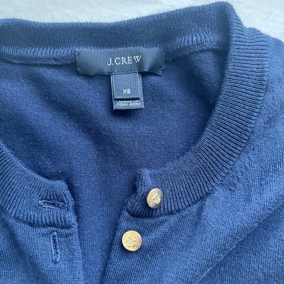J. Crew Striped Jackie Sail Cardigan w/ Gold Anchor Buttons Nautical Top Sweater - Picture 11 of 12
